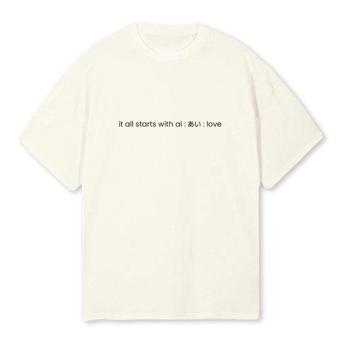 TABLEAU AIUEO Cream Oversized Tee.