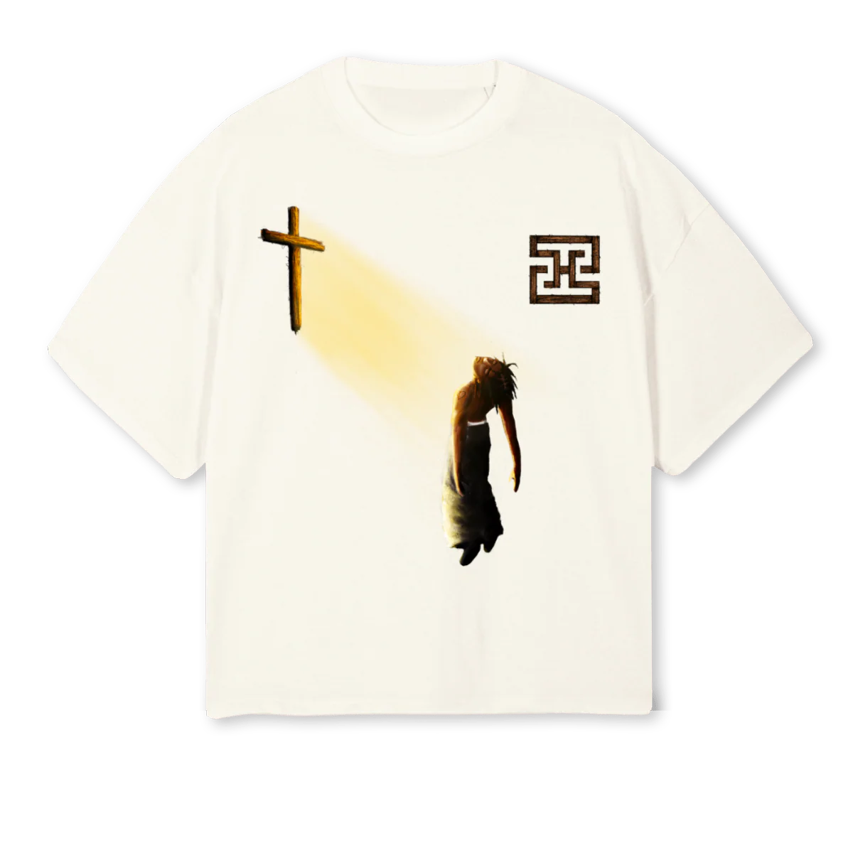 TAKE ME  Cream Oversized Boxy Tee.