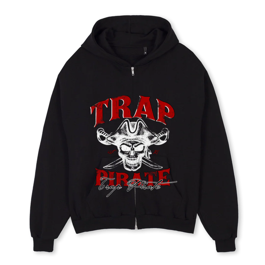 TAV Black Oversized Zipped Hoodie.