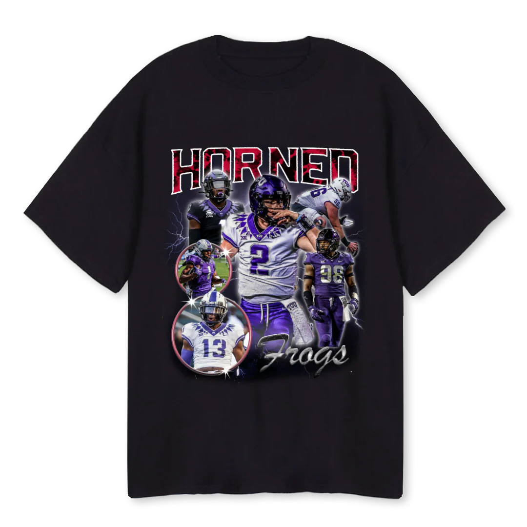 TCUHORNEDFROGS Black Oversized Tee.