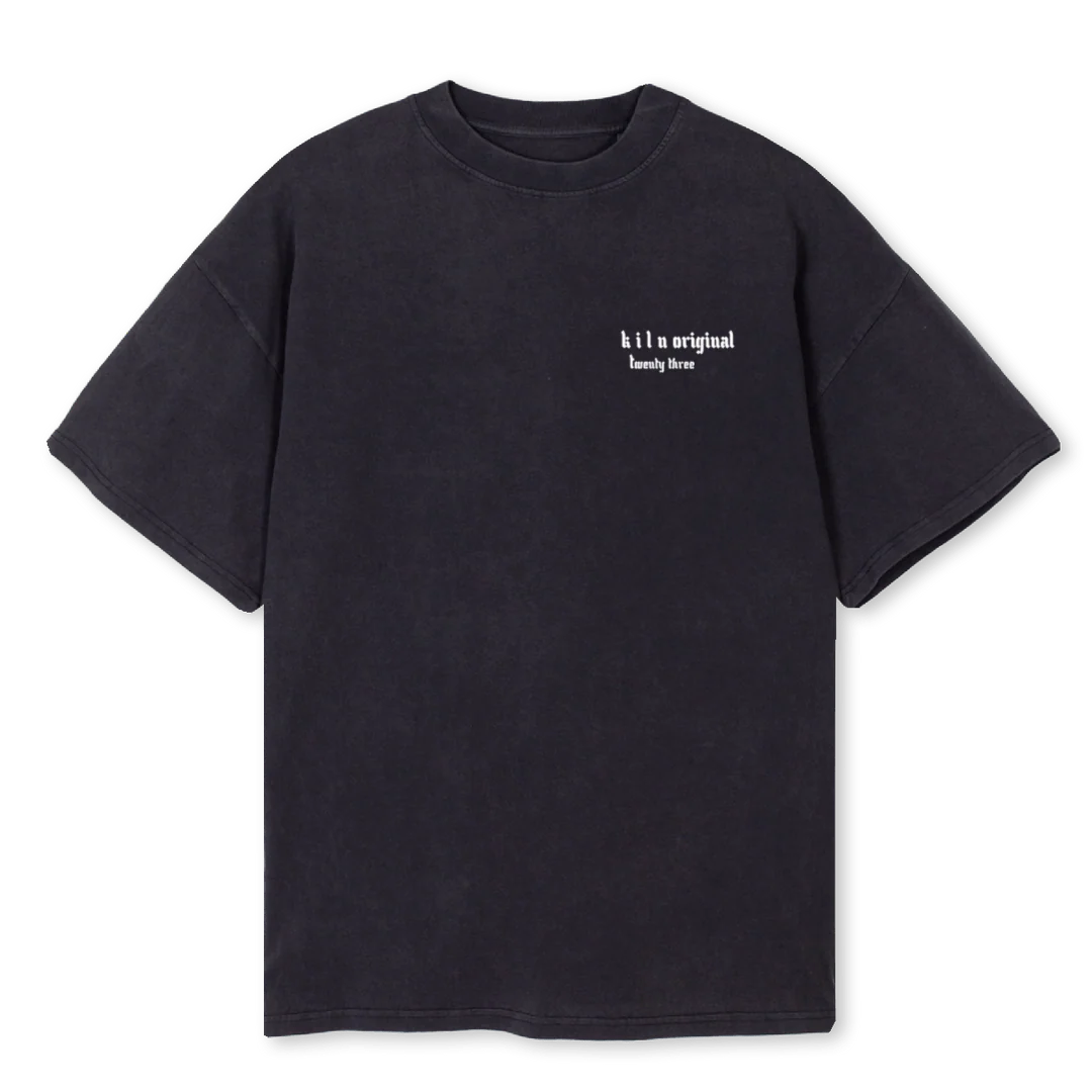 TEEKILN Vintage Black Oversized Tee.