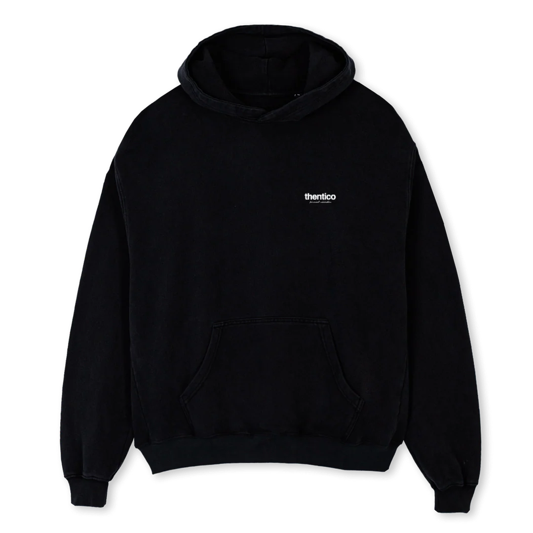 THENTIC_OSH Black Oversized Hoodie.