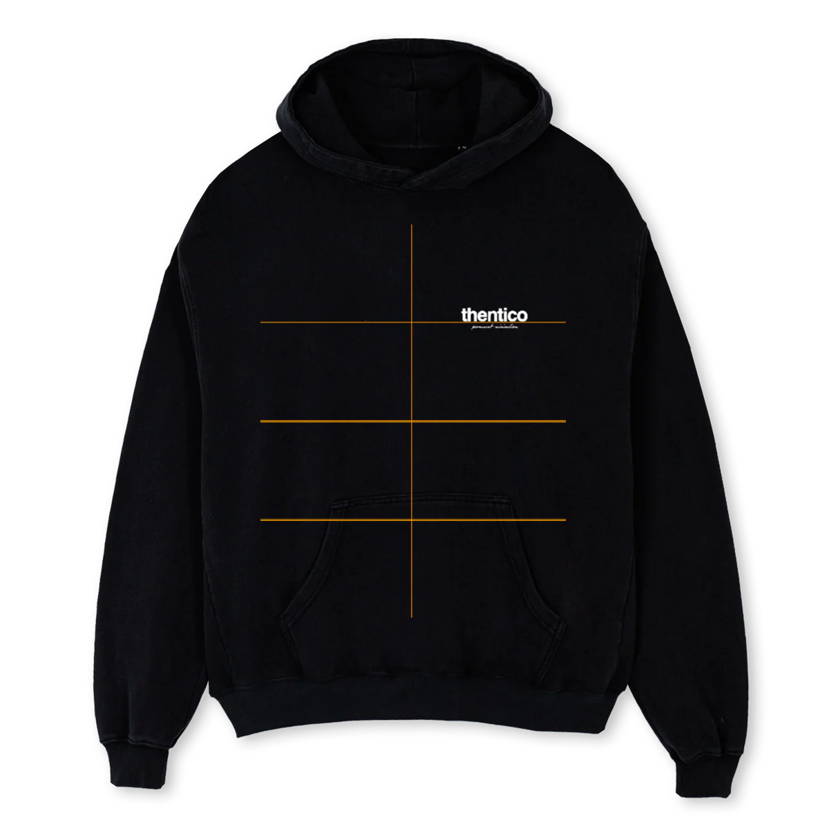 THENTICOHOOD Black Oversized Hoodie.