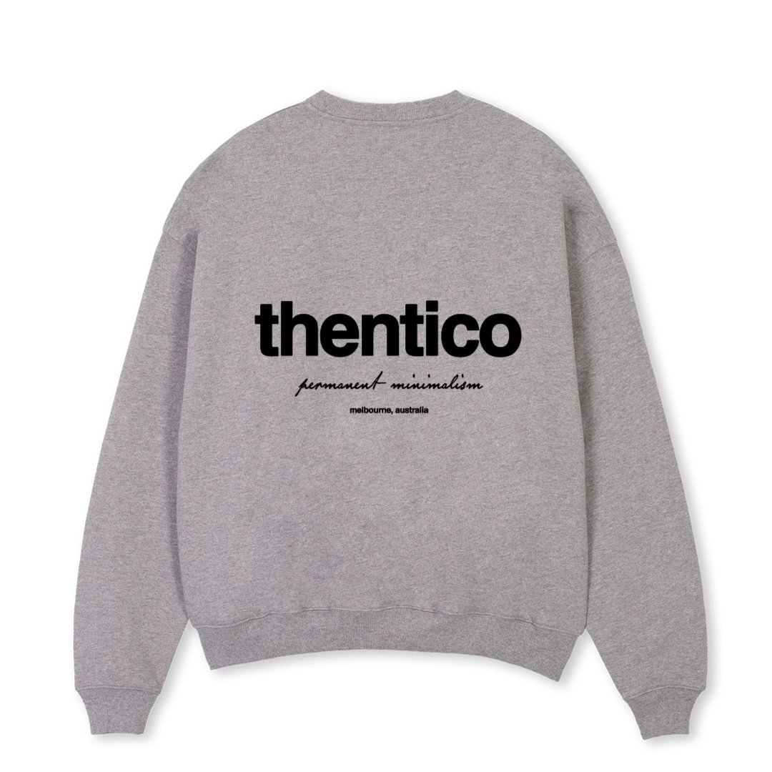 THENTICOSWEATSHIRT_B Grey Marl Oversized Crewneck Sweater. - Image 2