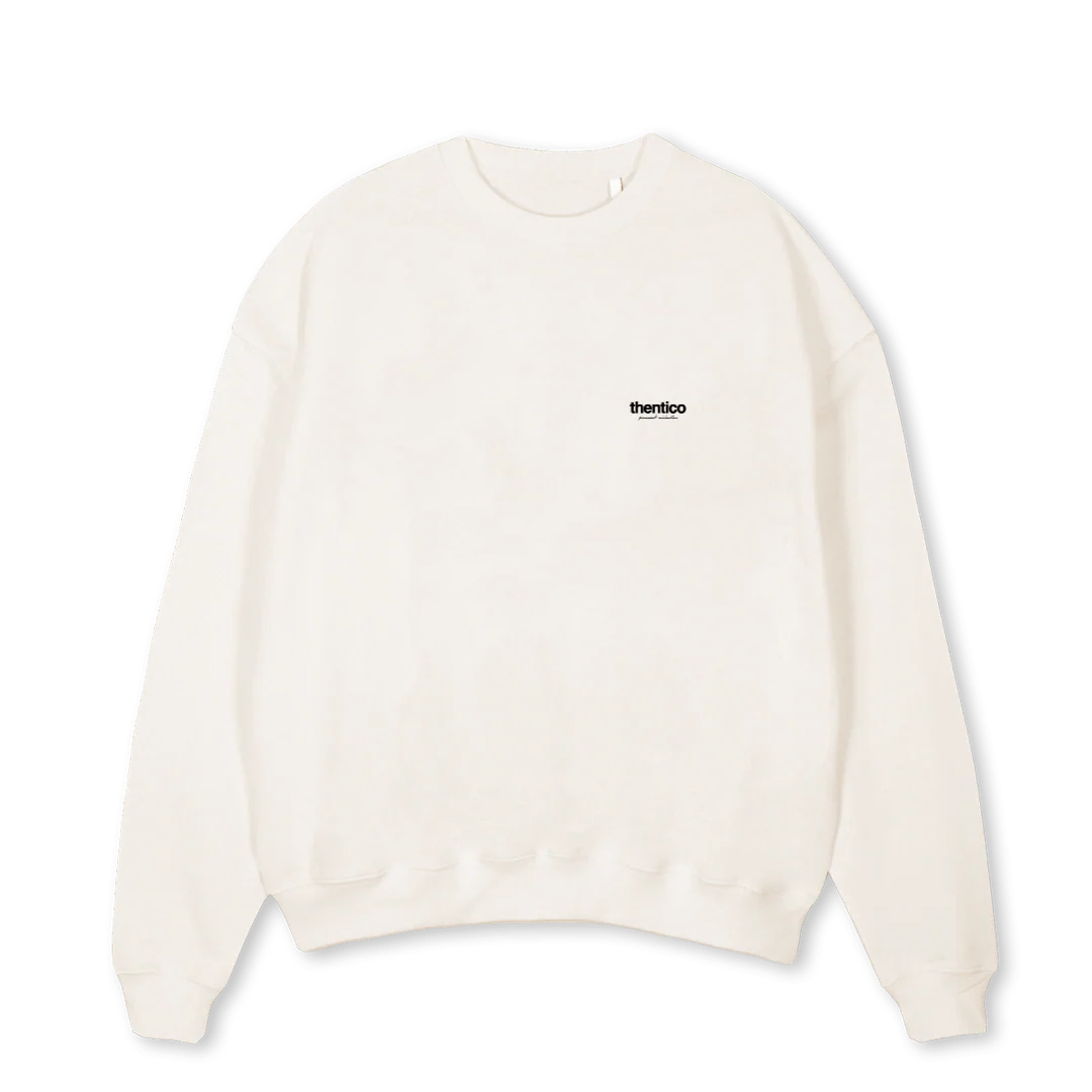 THENTICOSWEATSHIRT_B Vintage White Oversized Crewneck Sweater.