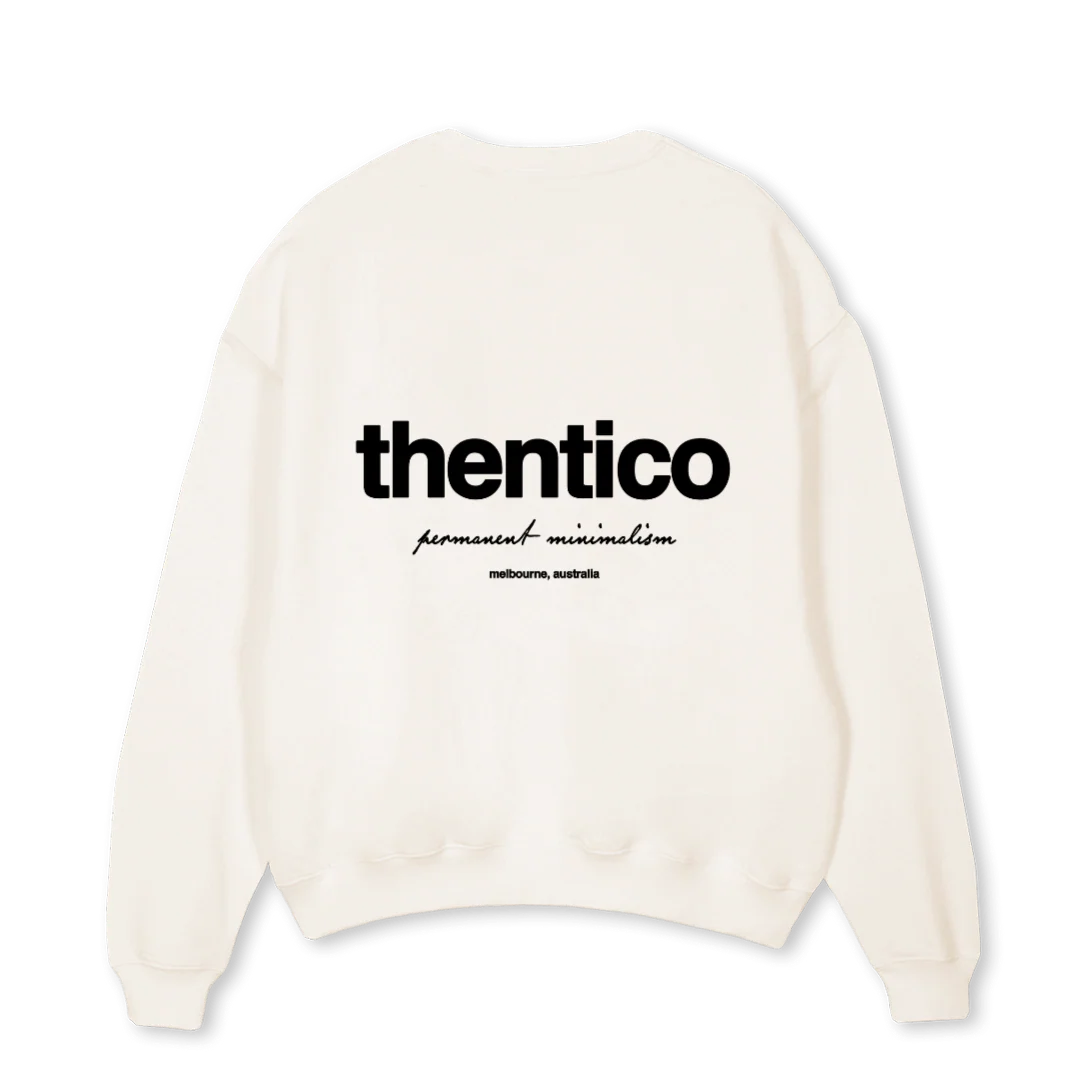 THENTICOSWEATSHIRT_B Vintage White Oversized Crewneck Sweater. - Image 2