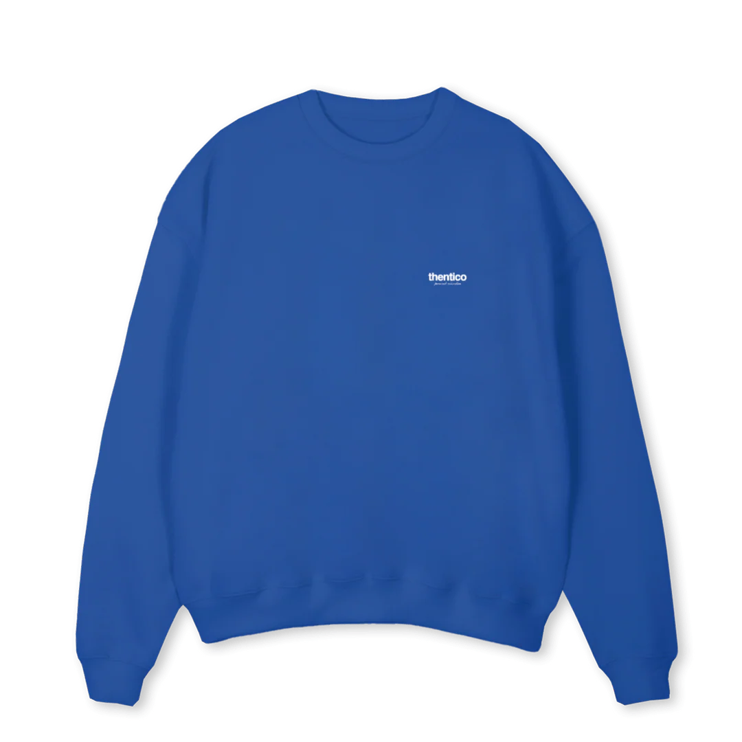 THENTICOSWEATSHIRT Cobalt Blue Oversized Crewneck Sweater.