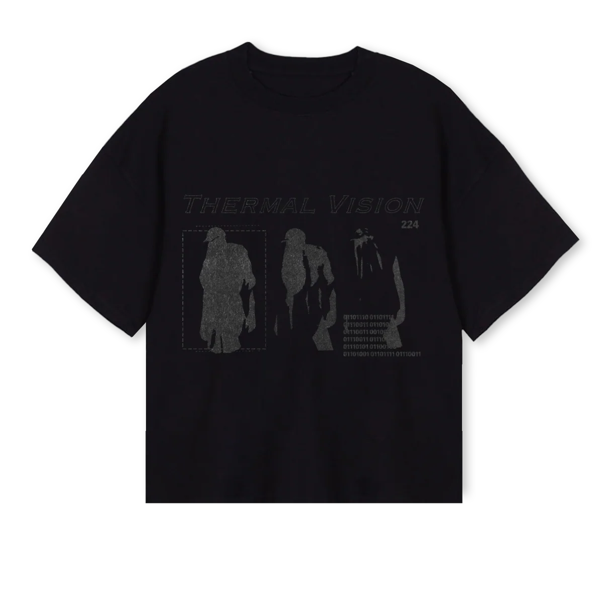 THERMALTEE Black Oversized Boxy Tee.