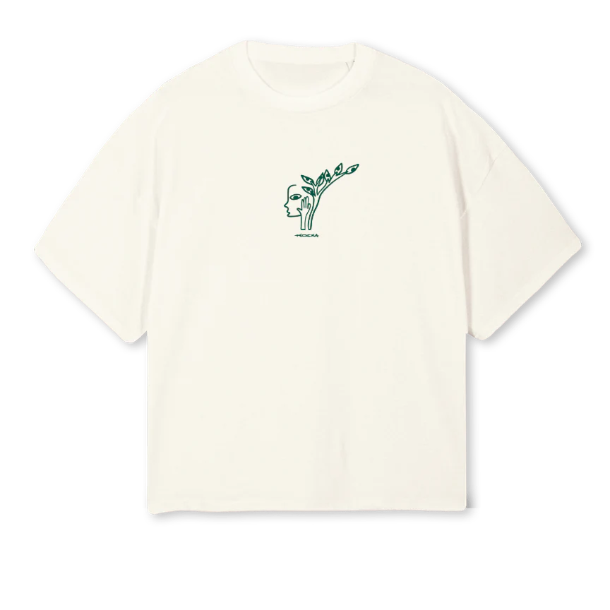THETREECREAMGREEN Cream Oversized Boxy Tee.