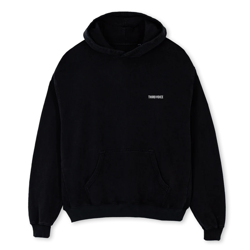 THIRDVOICEDROPONE_1 Black Oversized Hoodie.