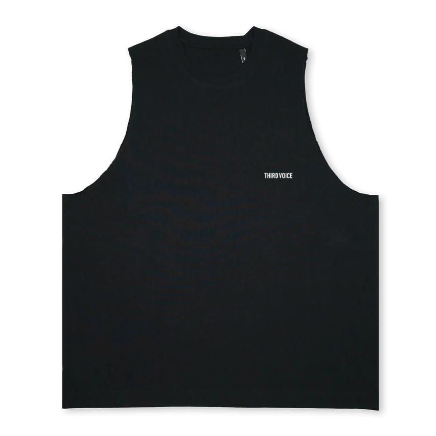 THIRDVOICEDROPONE_2 Deep Black Oversized Vest.