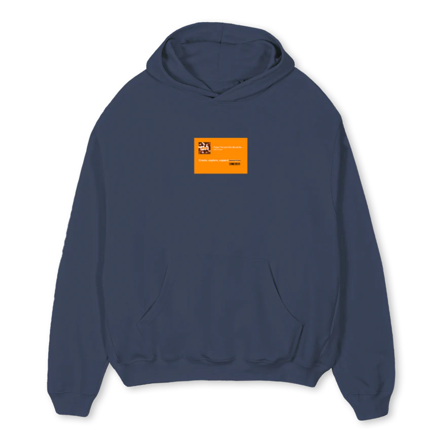 THRE Navy Blue Oversized Hoodie.
