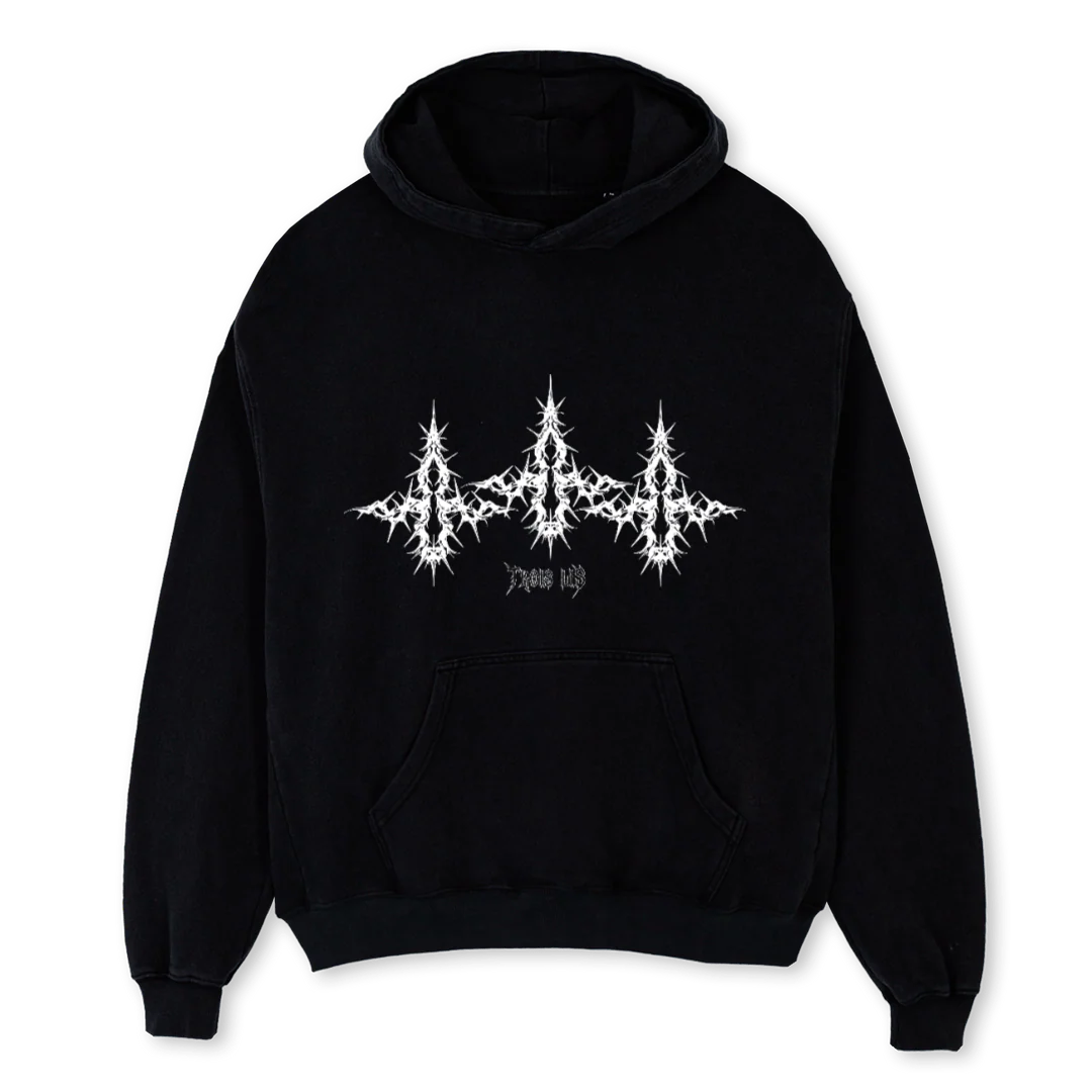 THREE LILYS Black Oversized Hoodie.