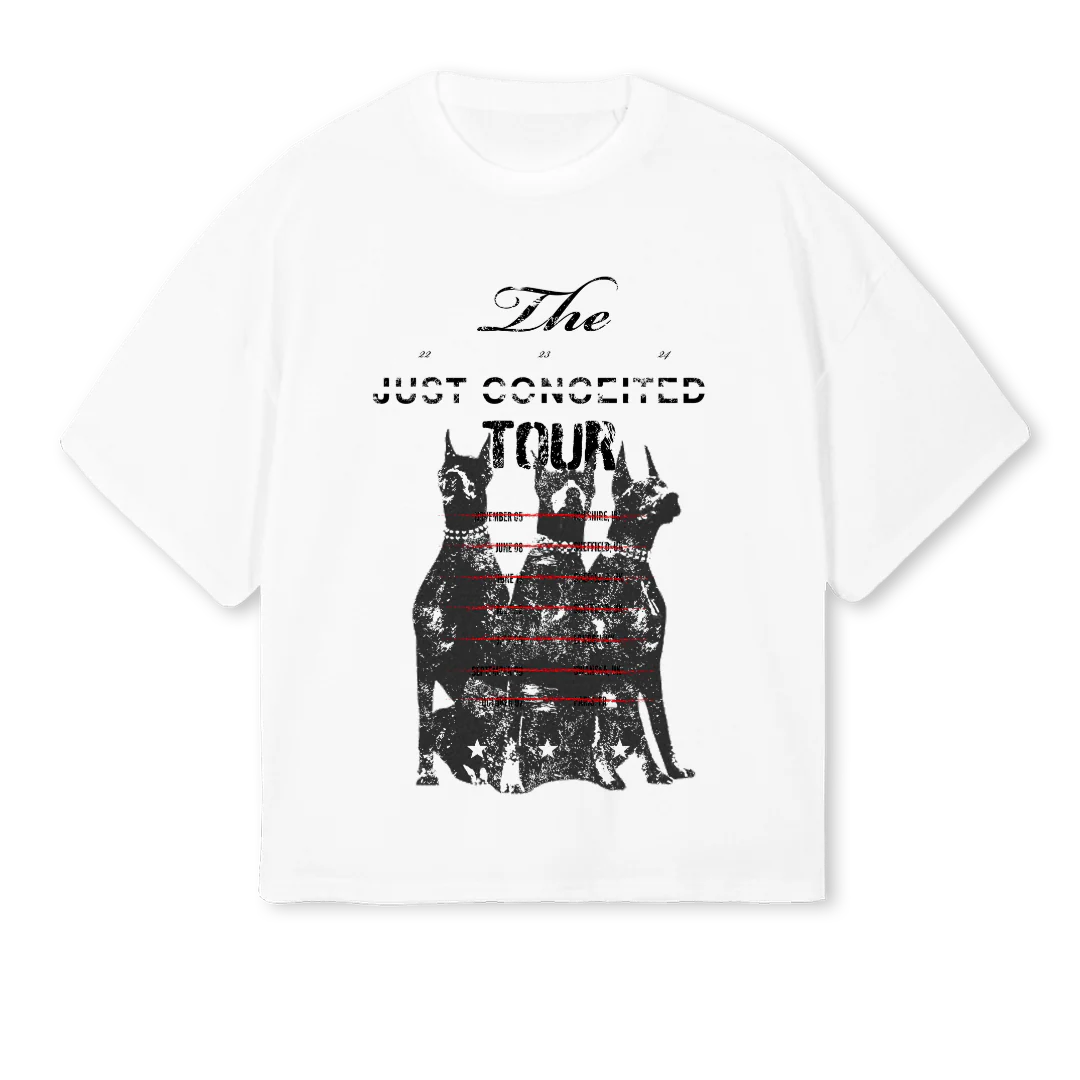 THREEDOGTOUR White Oversized Boxy Tee.