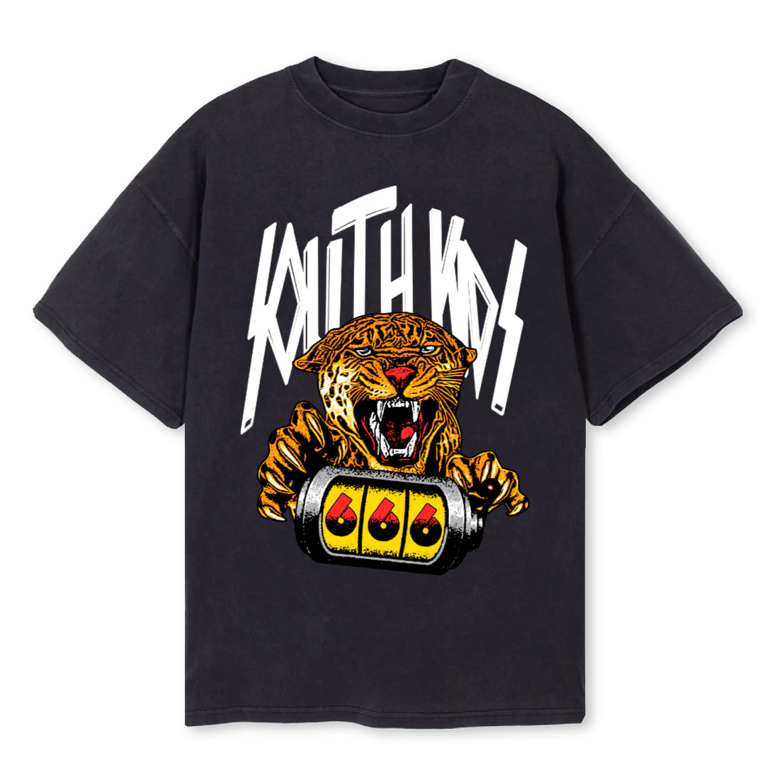 TIGER TEE Vintage Black Oversized Tee.