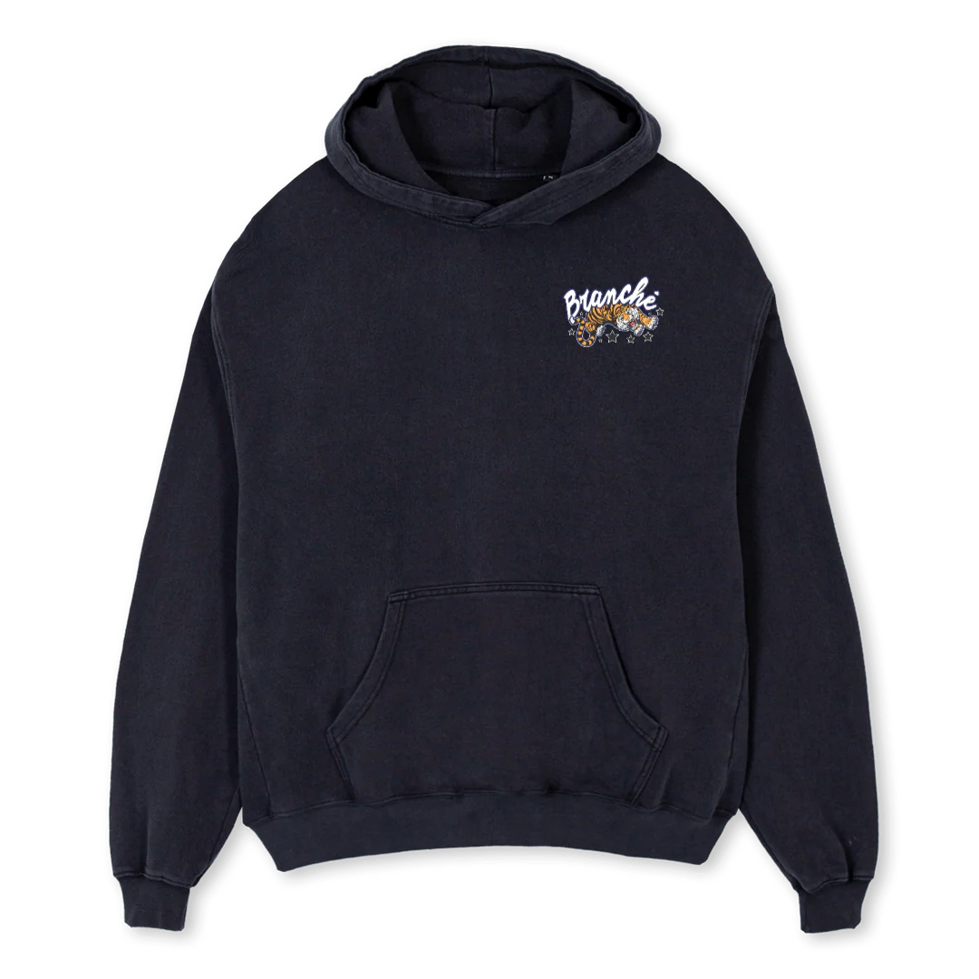 TIGER Vintage Black Oversized Hoodie.