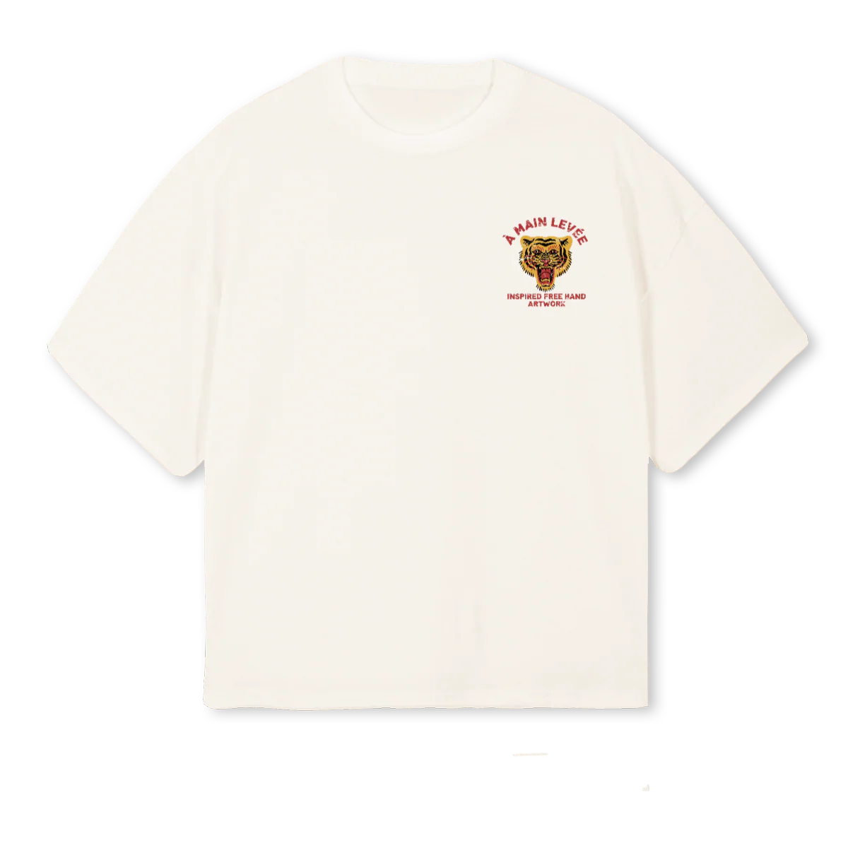TIGERFACEVINWHTTEE Vintage White Oversized Boxy Tee.
