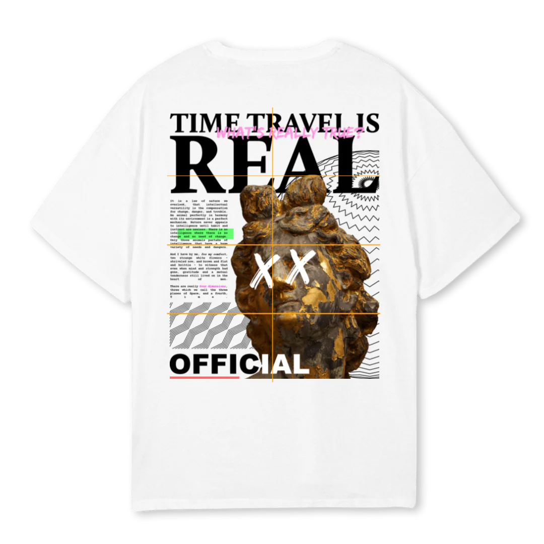 TIMETRAVELADXRE White Oversized Tee. - Image 2