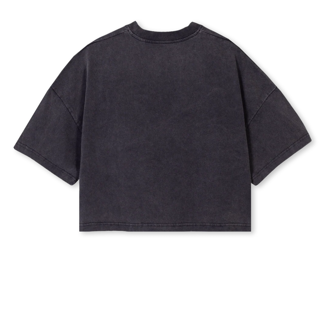 TJEJPRSNLGRÅ Vintage Black Cropped Oversized Tee. - Image 2