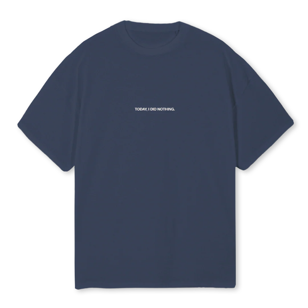 TODAYIDIDNOTHINGNAVY Navy Blue Oversized Tee.