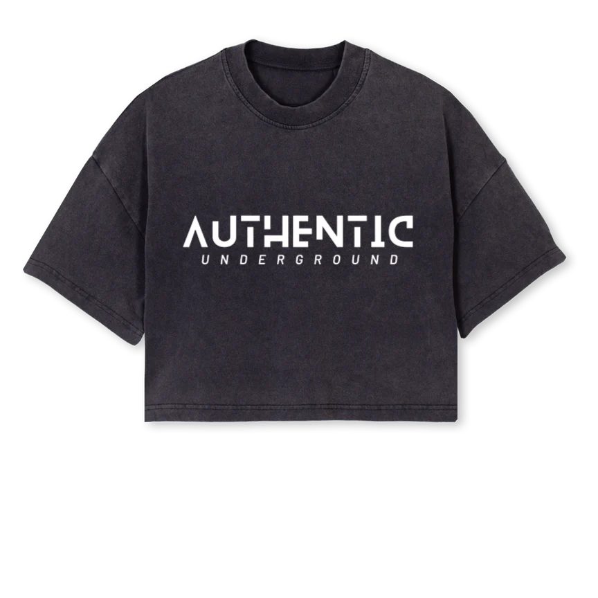TOPTOP Vintage Black Cropped Oversized Tee.
