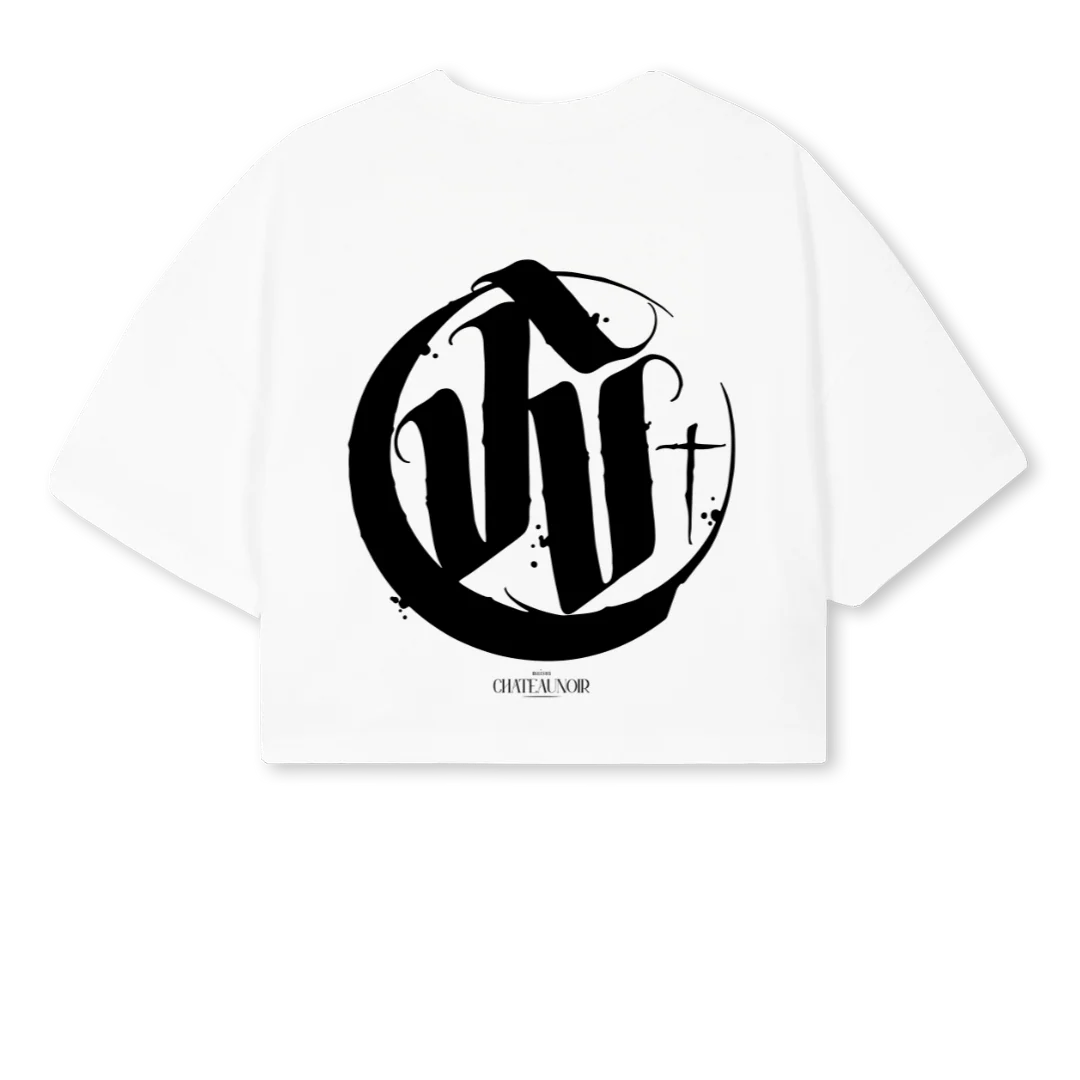 TOPWOMENCHATEAUNOIR White Cropped Oversized Tee. - Image 2