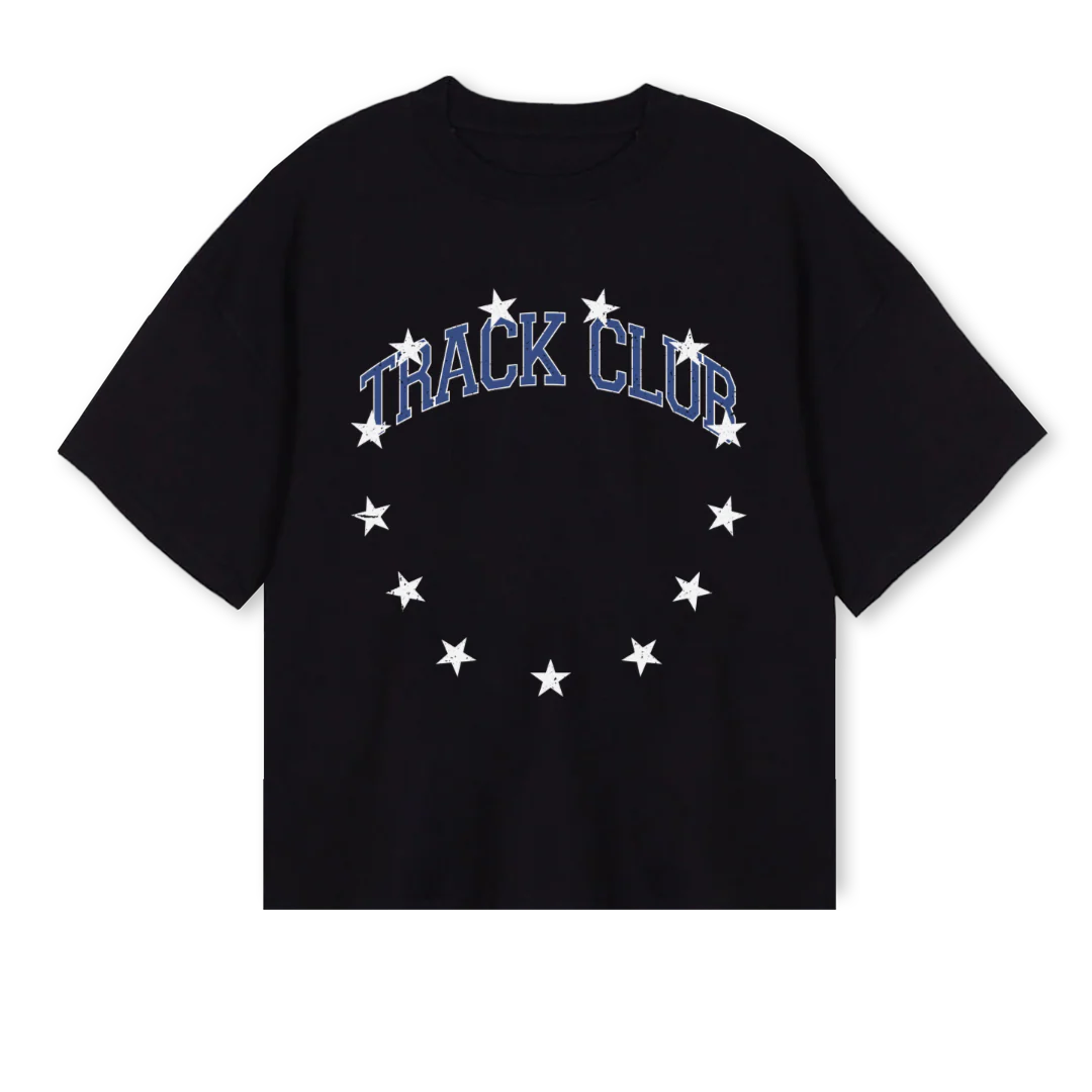 TRACKCLUBTEE Black Oversized Boxy Tee.