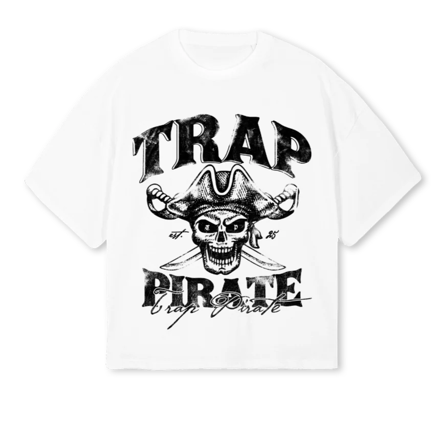 TRAPP White Oversized Boxy Tee.