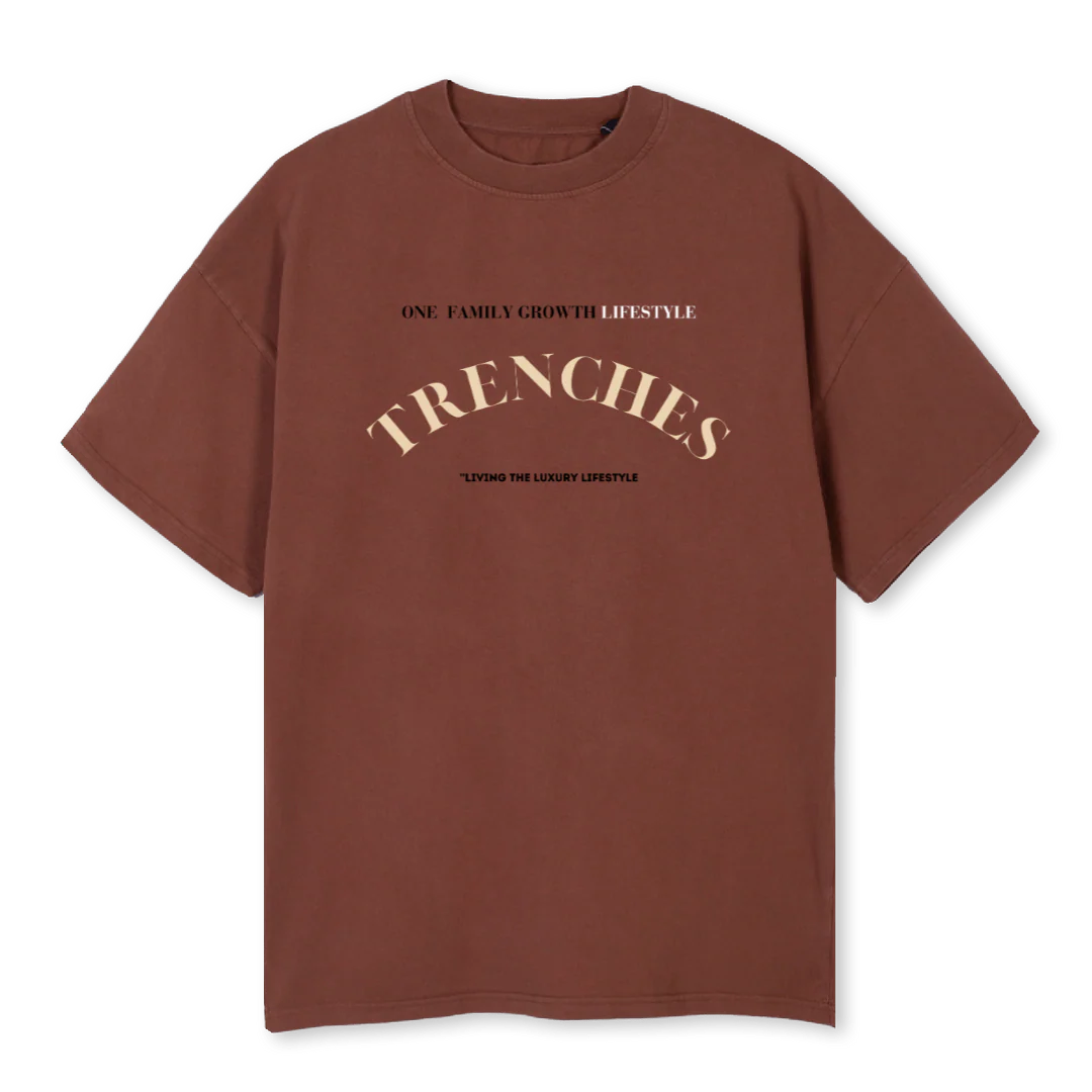 TRENCHES  OFG Vintage Brown Oversized Tee.