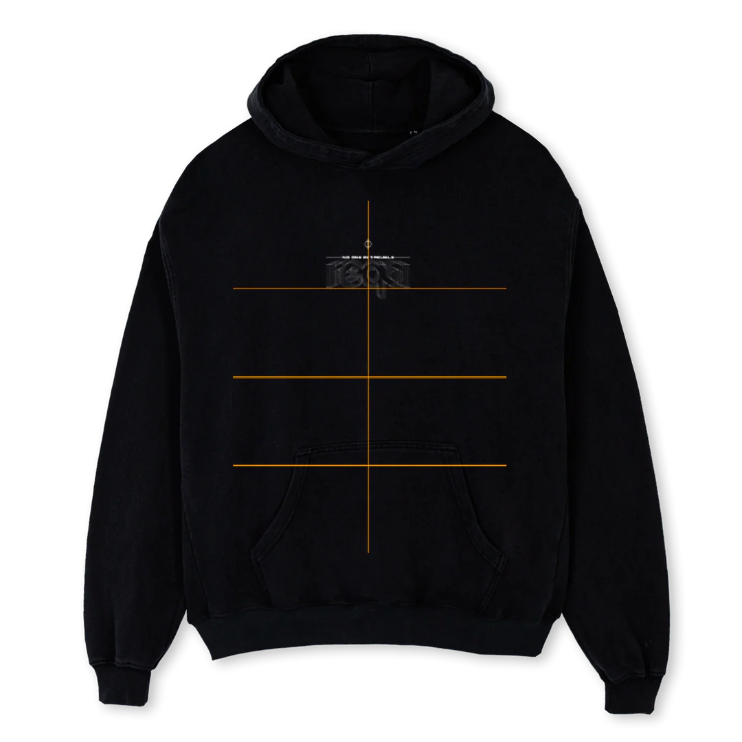 TROUBLE Black Oversized Hoodie.