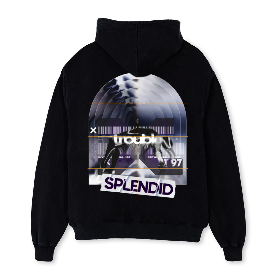 TROUBLE Black Oversized Hoodie. - Image 2