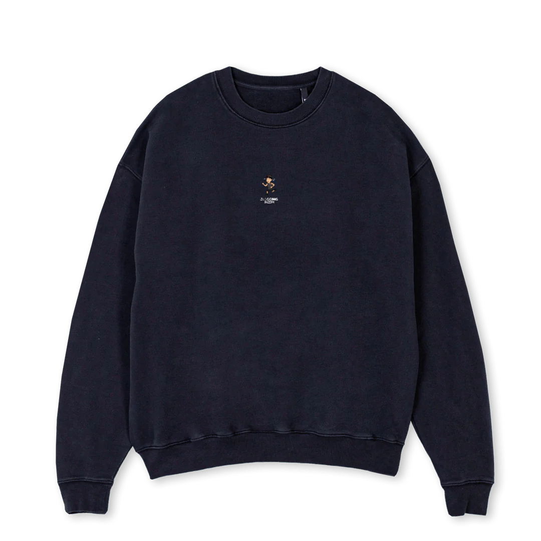 TRUNCREWMID Vintage Black Oversized Crewneck Sweater.