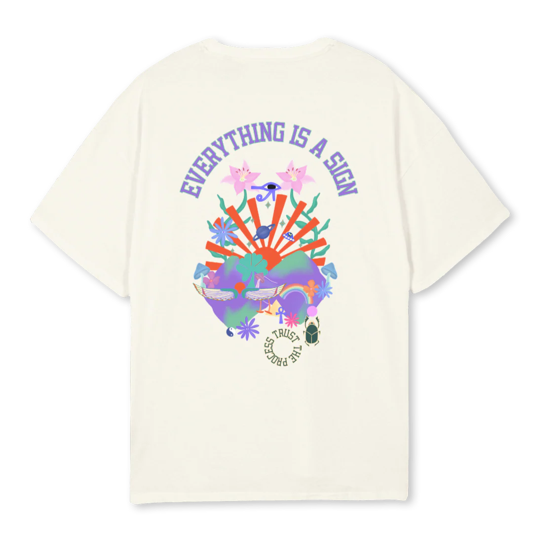 TRUSTTHEPROCESSUN  Cream Oversized Tee. - Image 2