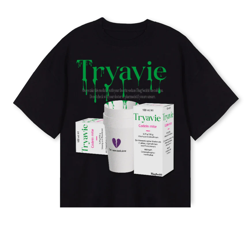 TRYAVIETEE Black Oversized Boxy Tee.