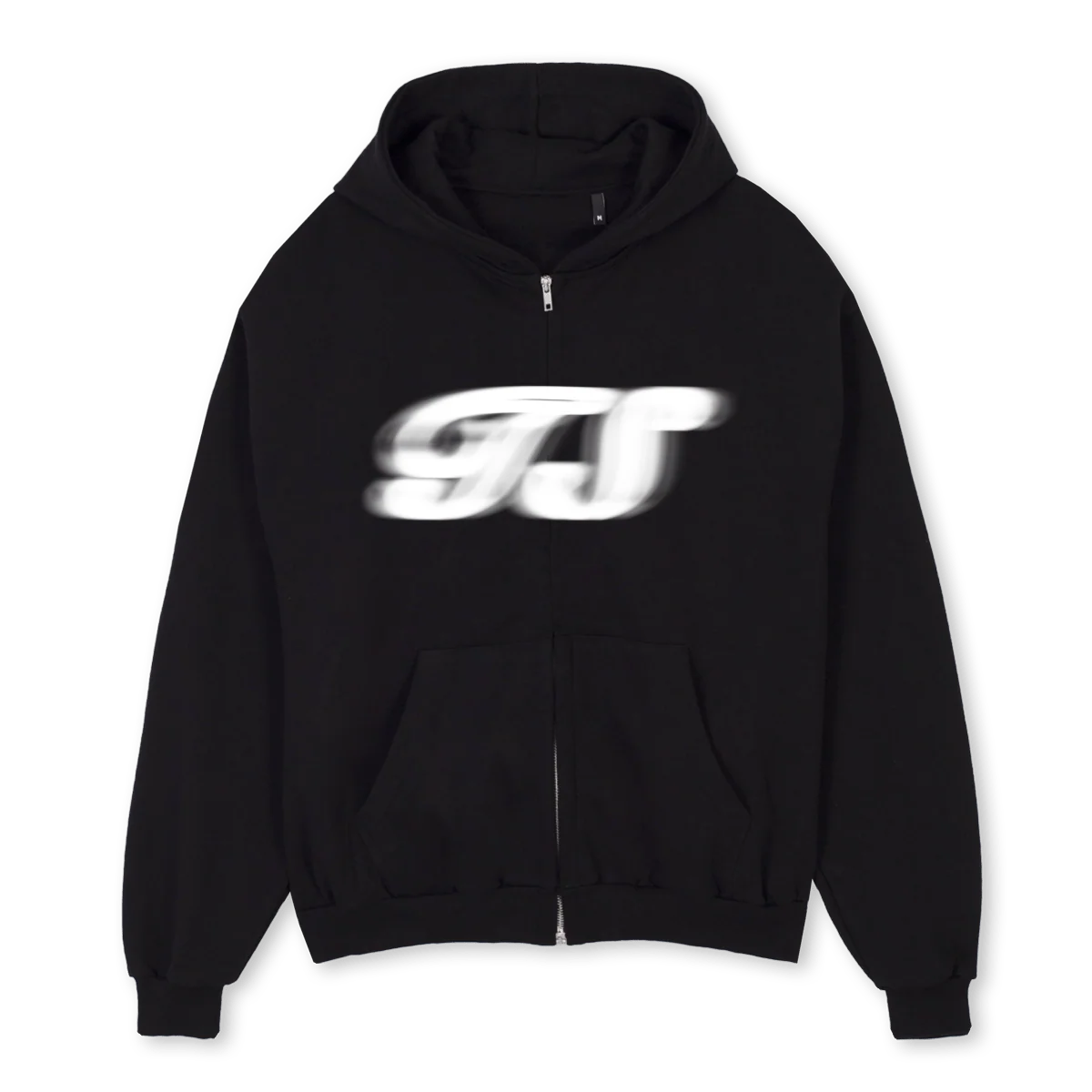 TSGLOWZIPPER Black Oversized Zipped Hoodie.