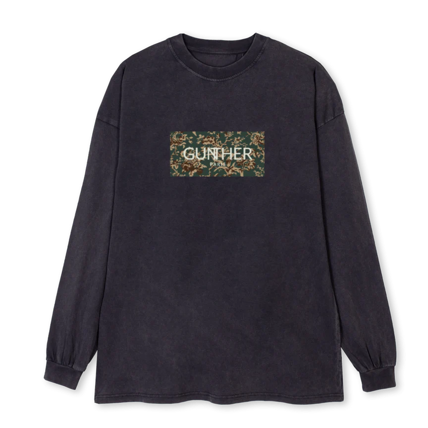 TSHIRTBOXLOGO Vintage Black Oversized LS Tee.