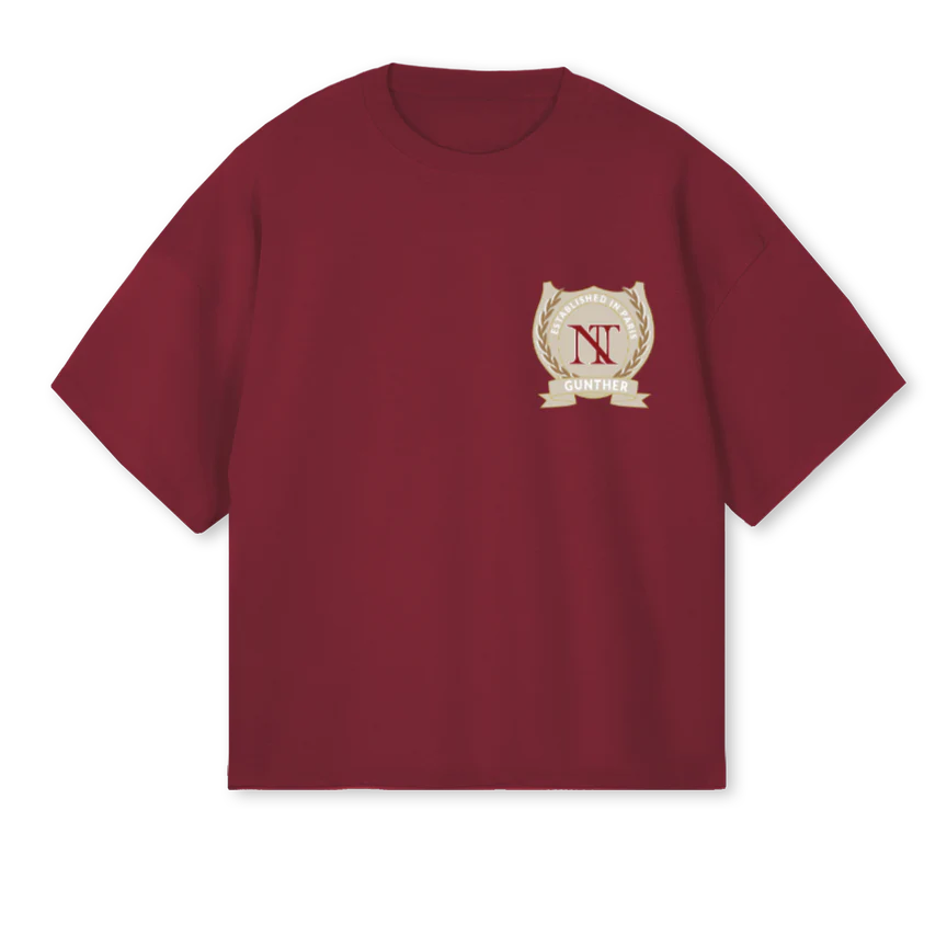 TSHIRTECUSSONBRIT Burgundy Oversized Boxy Tee.
