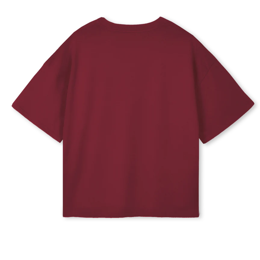 TSHIRTECUSSONBRIT Burgundy Oversized Boxy Tee. - Image 2