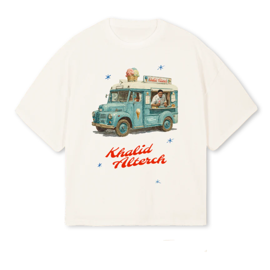 ICECREAMTRUCK_VW Vintage White Oversized Boxy Tee