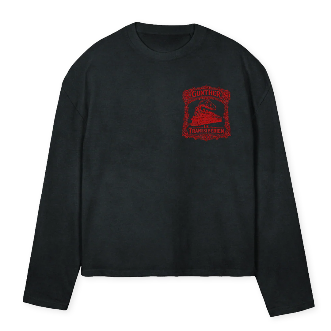 TSHIRTTRANSIBB Vintage Black Oversized Boxy LS Tee.