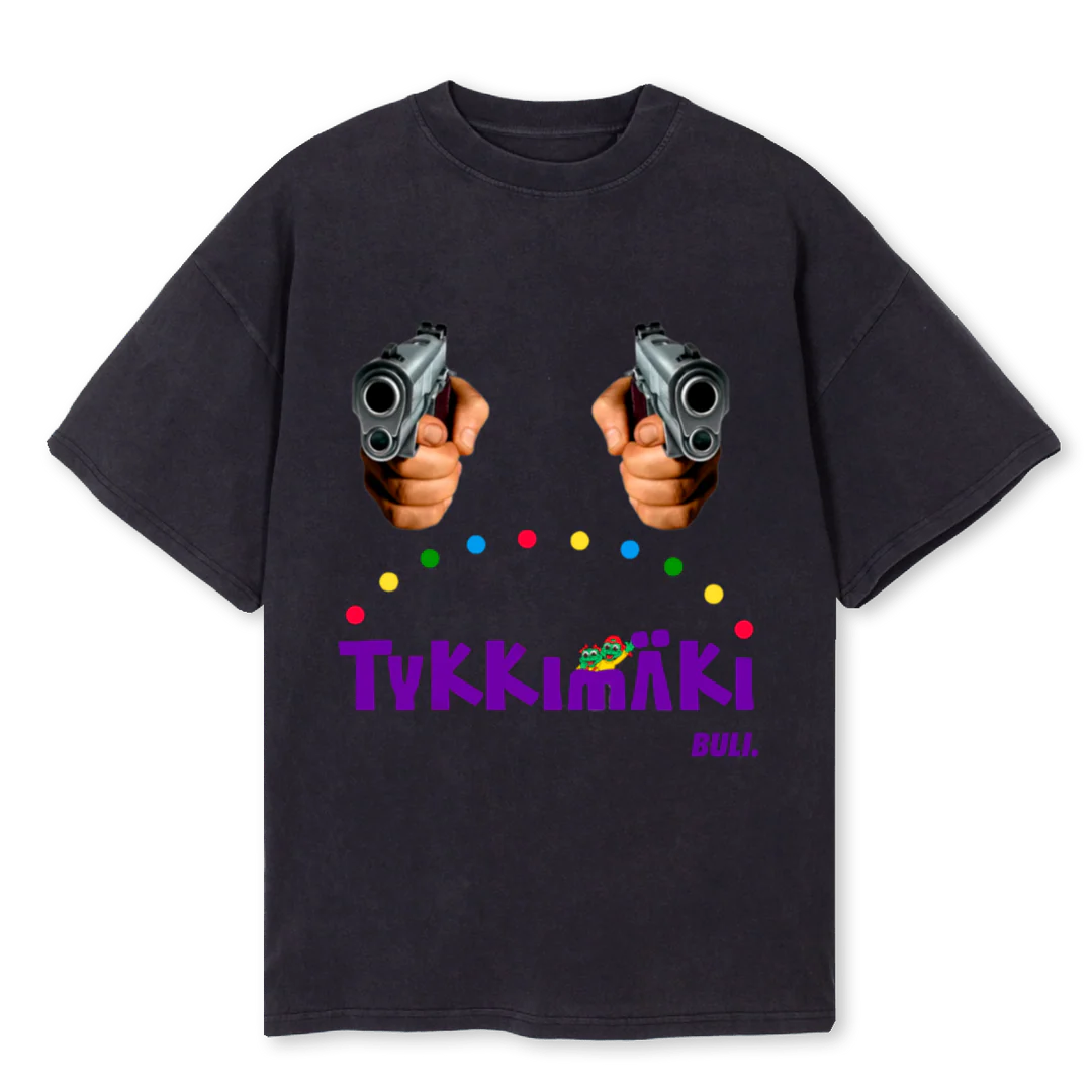 TYKKIMAKI Vintage Black Oversized Tee.