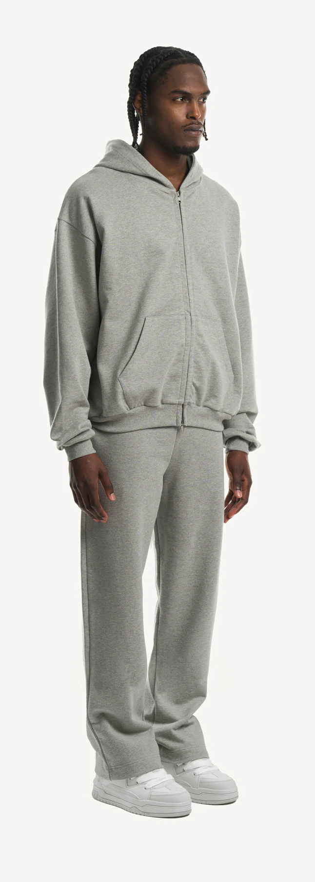 Grey Marl Ultra Heavy Oversized Zipped Hoodie. - Image 3