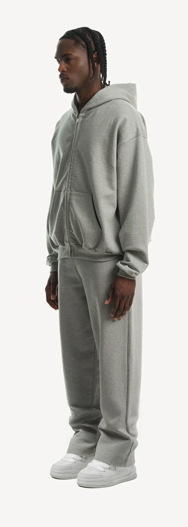 Grey Marl Ultra Heavy Oversized Zipped Hoodie. - Image 9