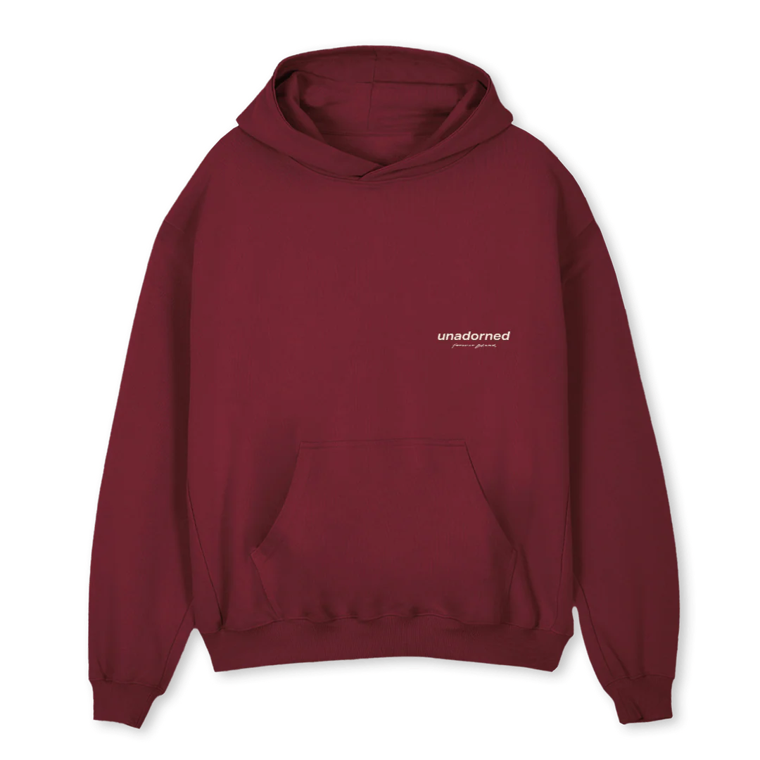 UNADORNED HOODIE Burgundy Oversized Hoodie.