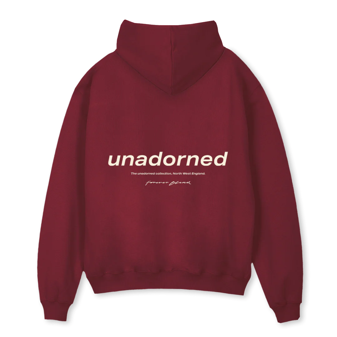 UNADORNED HOODIE Burgundy Oversized Hoodie. - Image 2