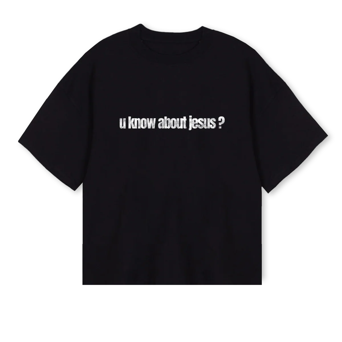 UNICCLUB KNOW JESU Black Oversized Boxy Tee.