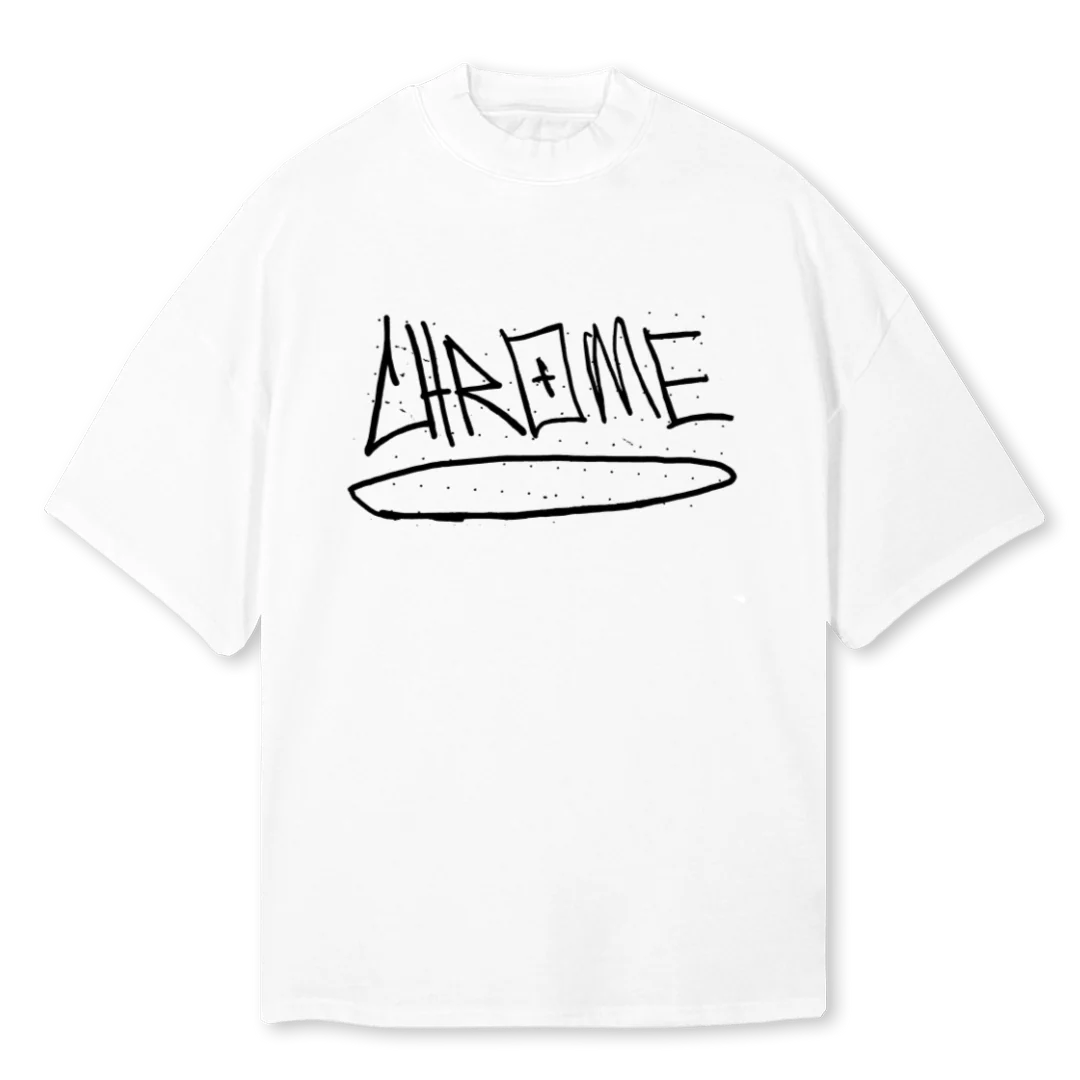 UNKNOWN  White Oversized Mock Neck Tee.