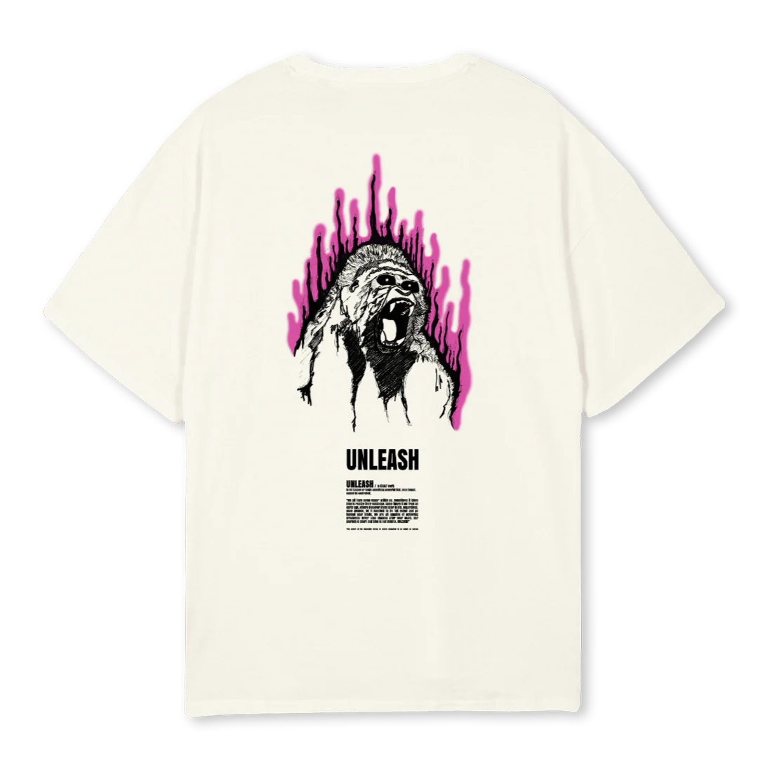 UNLEASH GORILLA Cream Oversized Tee. - Image 2