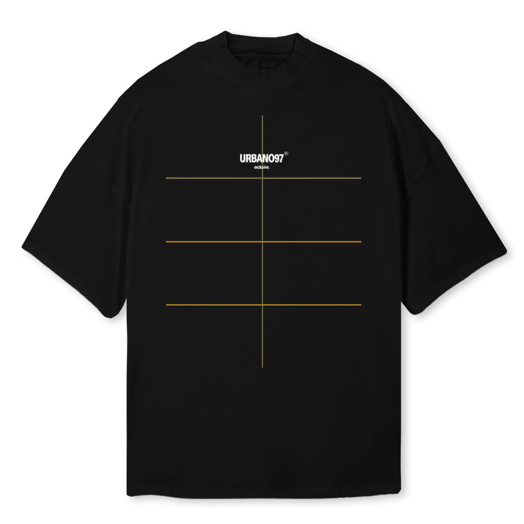 URBAN Black Oversized Mock Neck Tee.