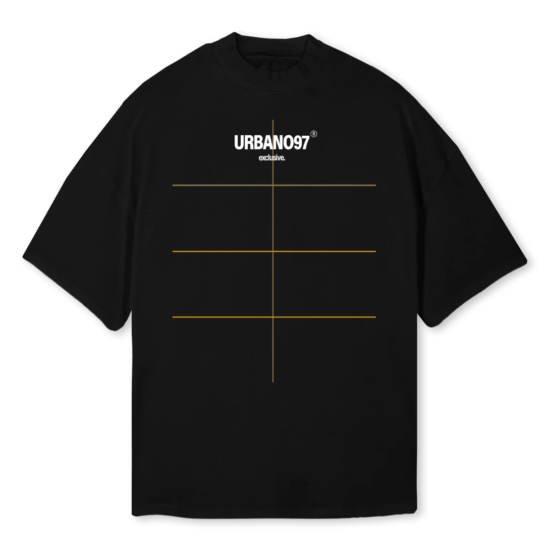 URBANO Black Oversized Mock Neck Tee.